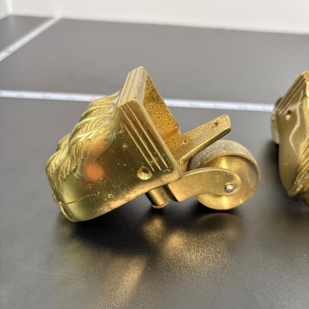 Vintage Furniture Casters OS Gold Brass Lion Paw Feet F285 Set of 4 Home Decor - Picture 2 of 16